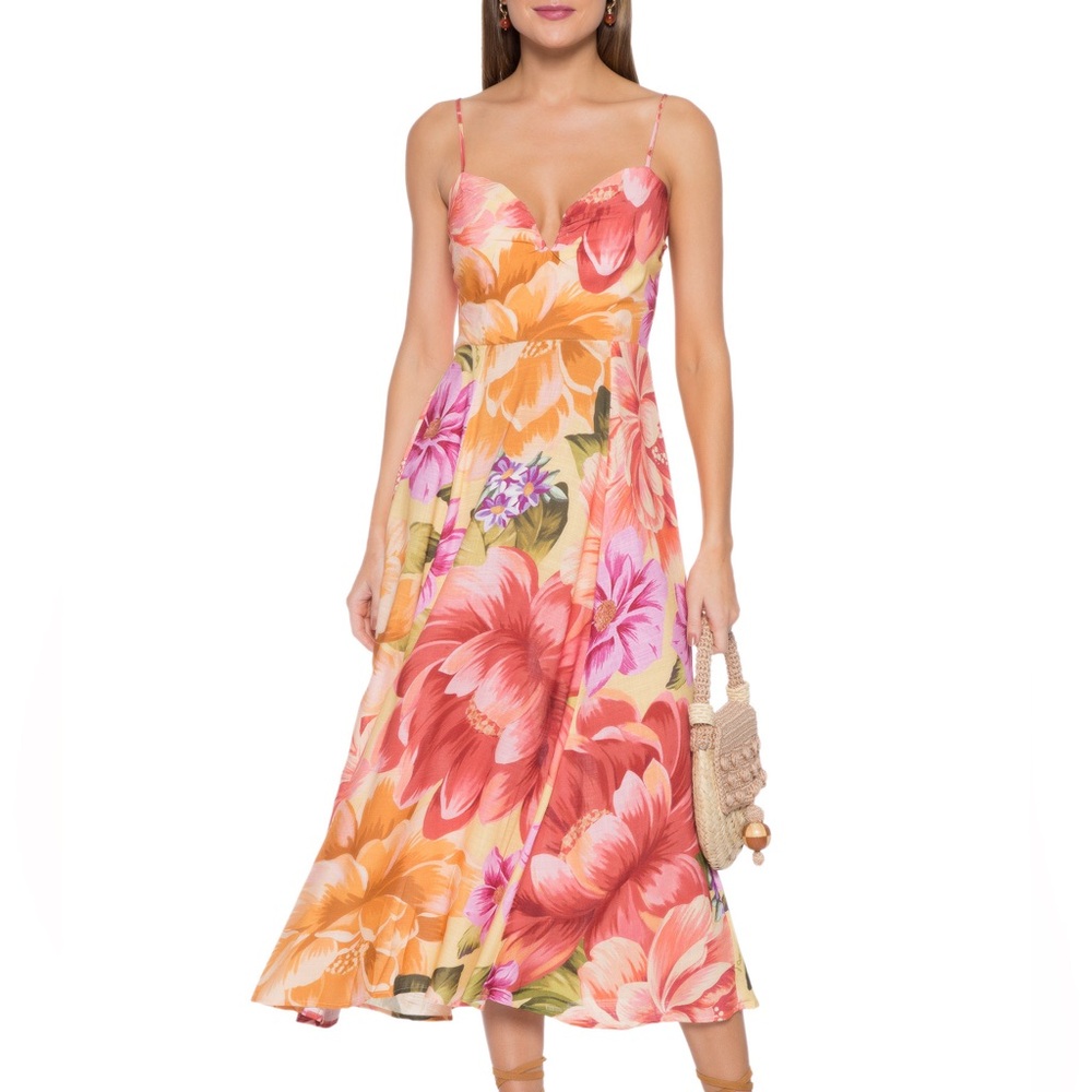 Farm Rio Vestido Midi Dress NWT